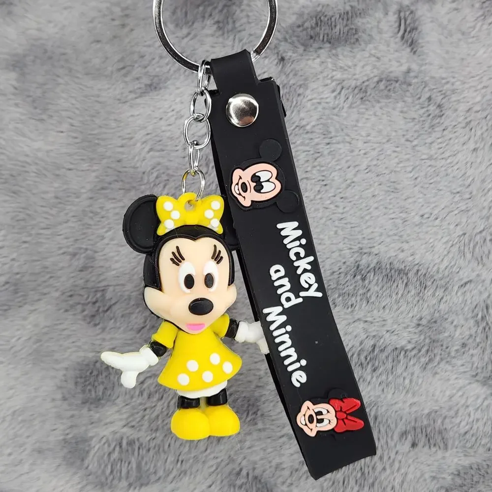 Disney's Minnie Mouse 3D Figure Keychain & Strap Bag Charm PVC Silicone Yellow